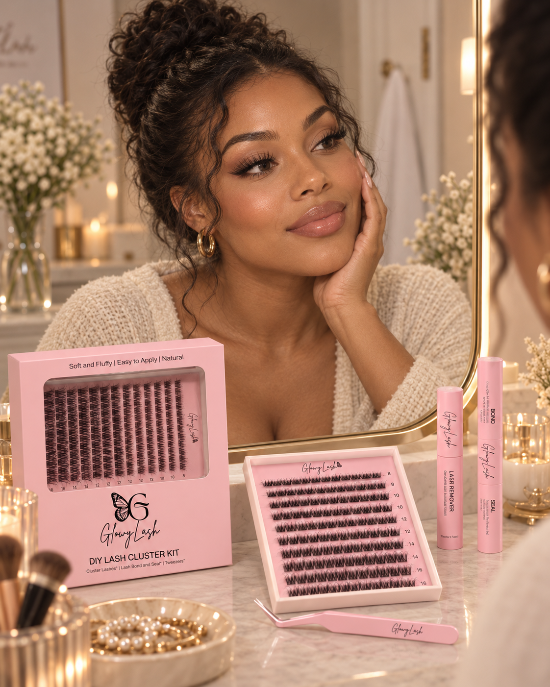 Gros plans d'un regard portant des cils glowylash  Image